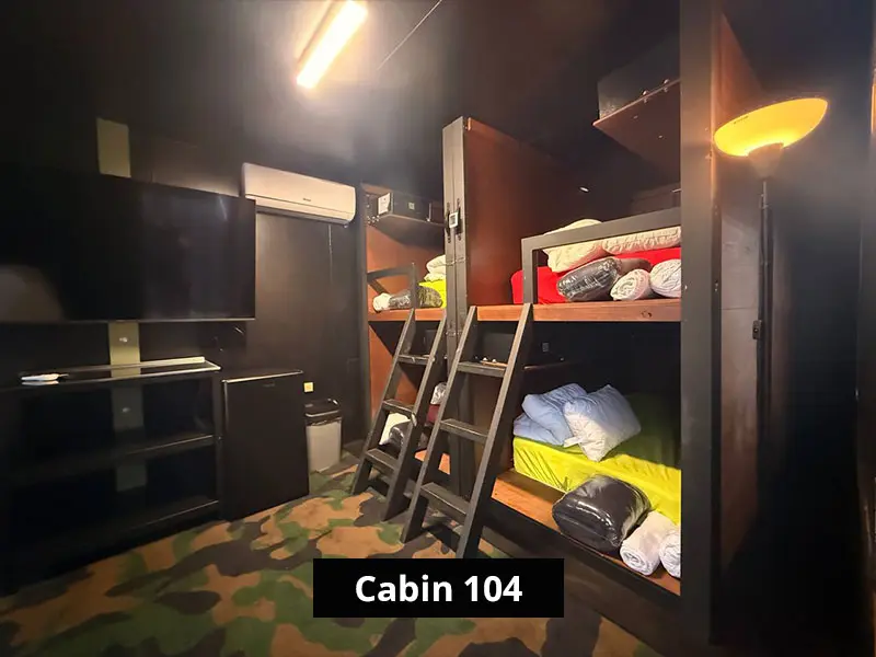 Bunk bed accommodation inside Cabin 104 at C&V Parks Stawell, suitable for families and groups visiting Stawell and the Grampians.